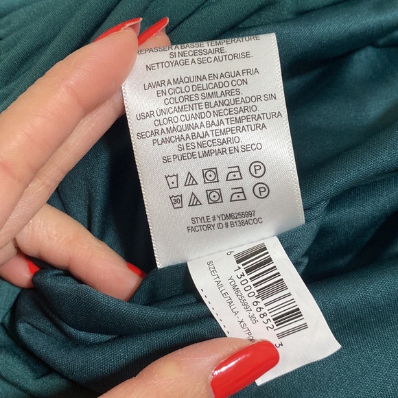 BCBGMaxAzria Gathered Popover Cocktail Mini Dress - Jade Emerald Green - Picture 12 of 12